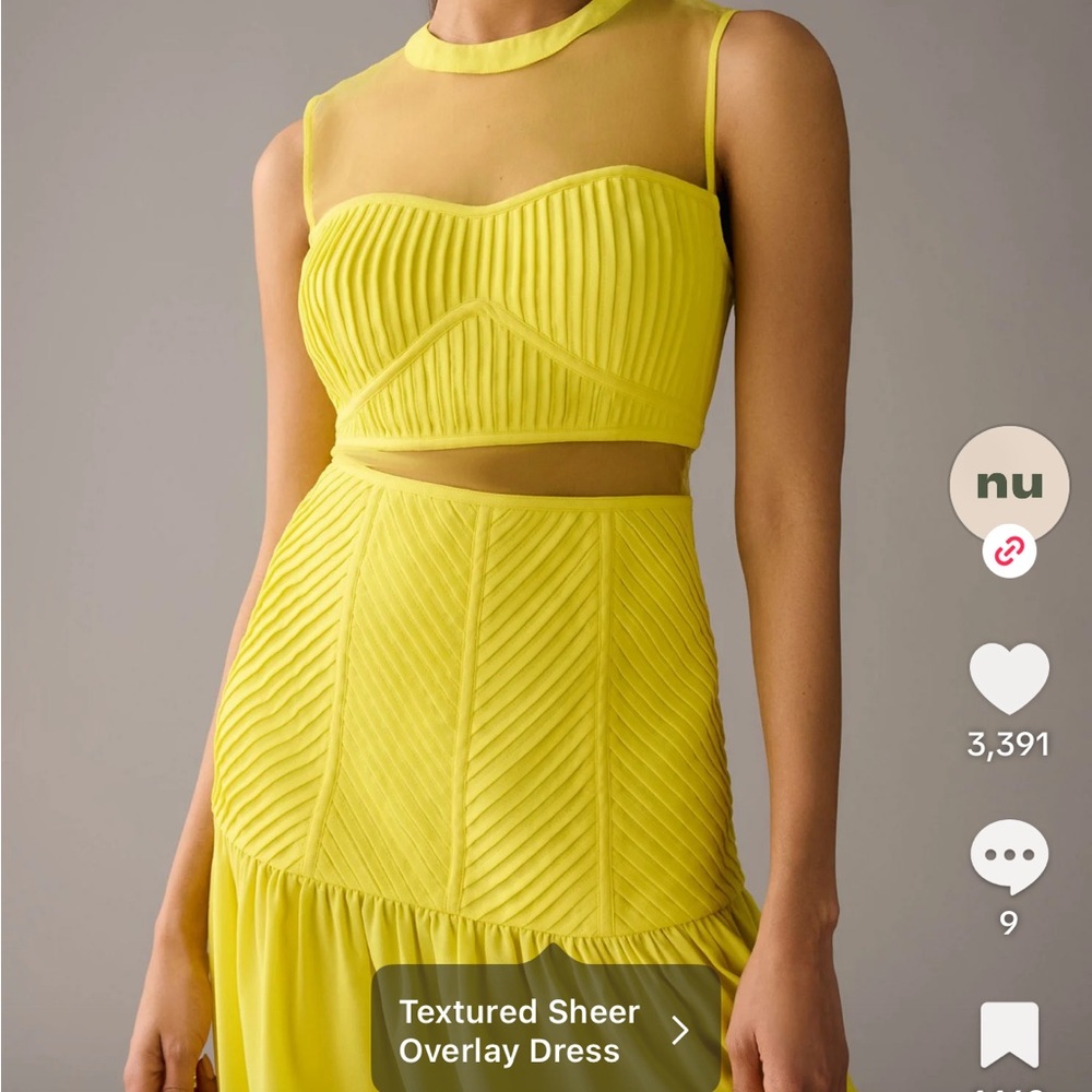ISO DO NOT BUY Anthropologie Yellow Textured Midi Dress